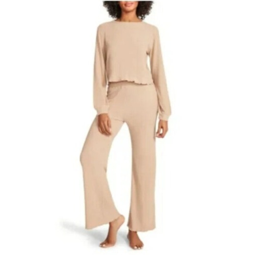 BB Dakota Womens Ribbed 2-Piece Lounge Set Brown Toast XXL CM37362W